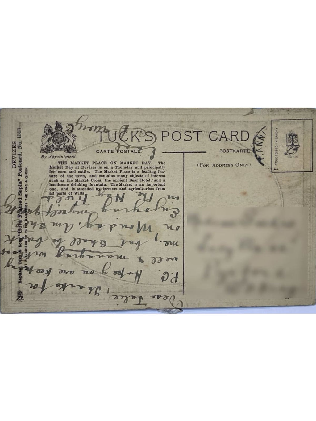 Verso de la carte postale