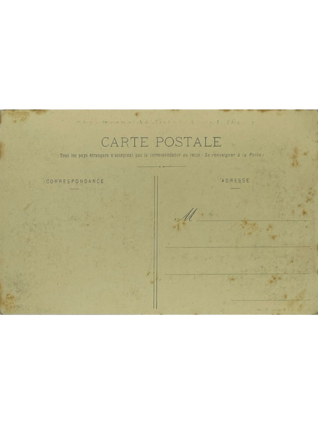 Verso de la carte postale