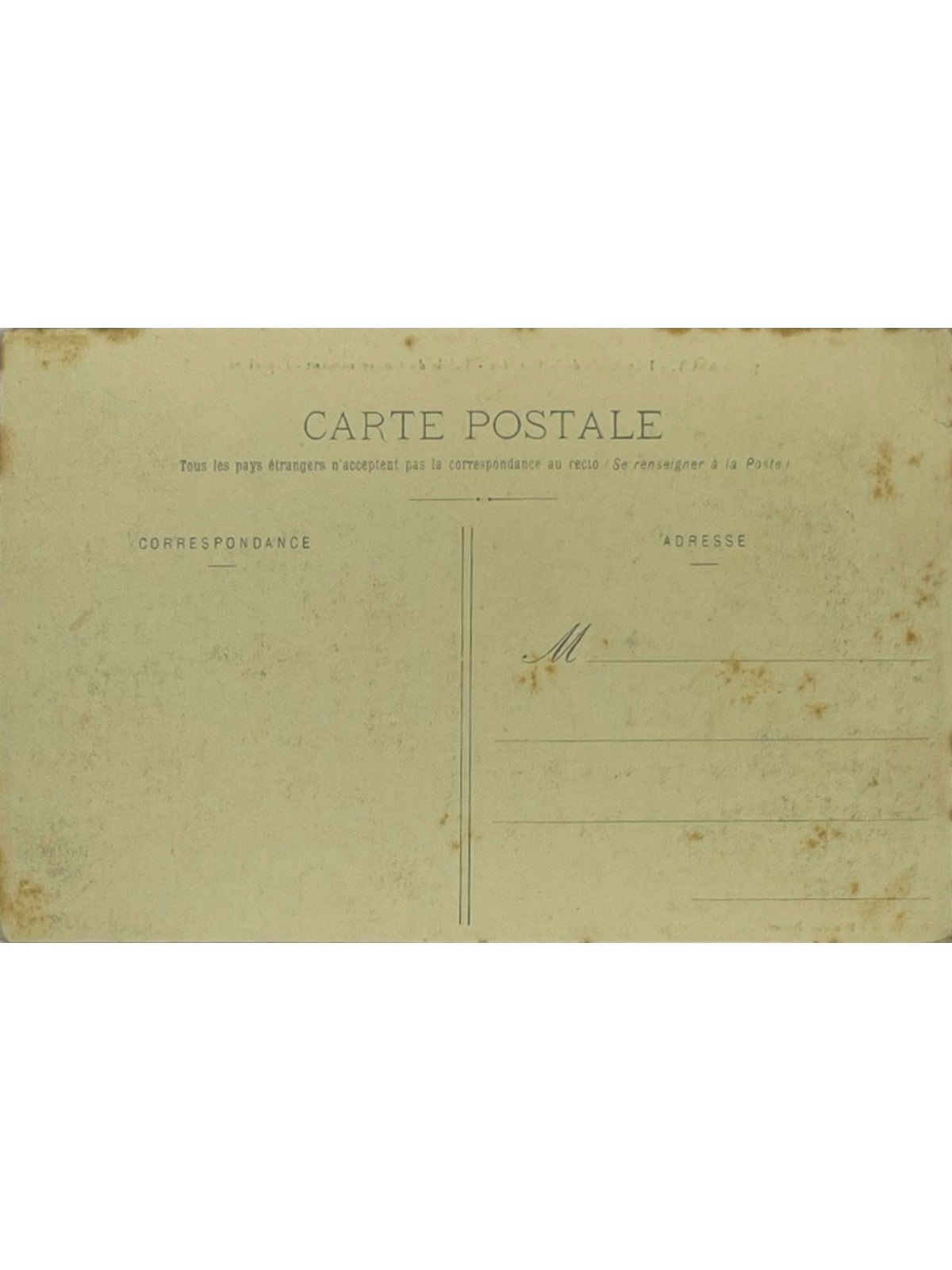 Verso de la carte postale