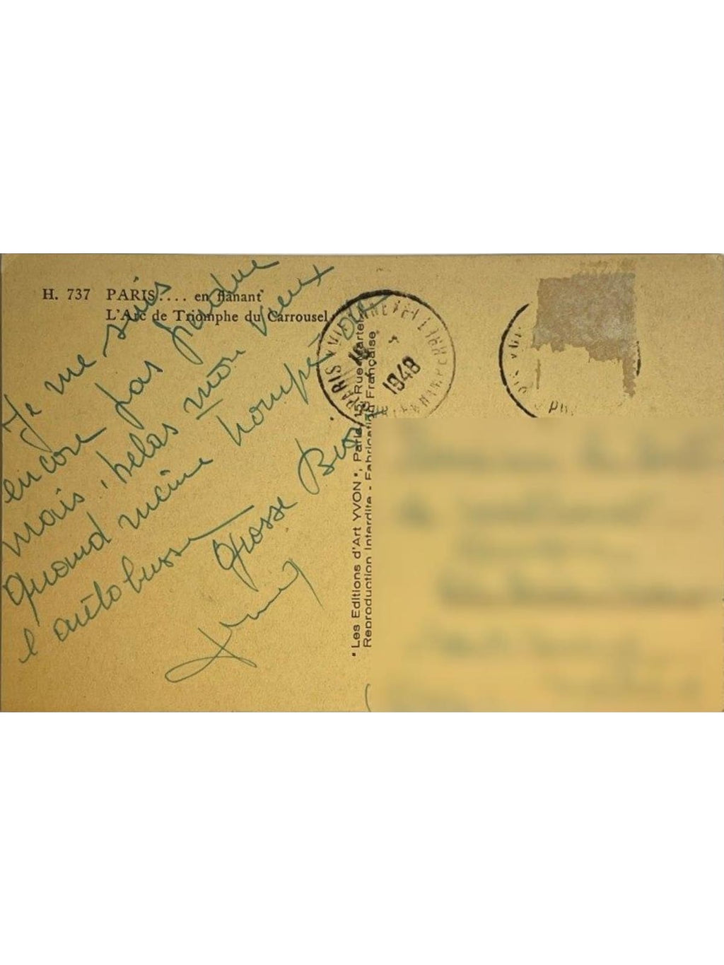 Verso de la carte postale