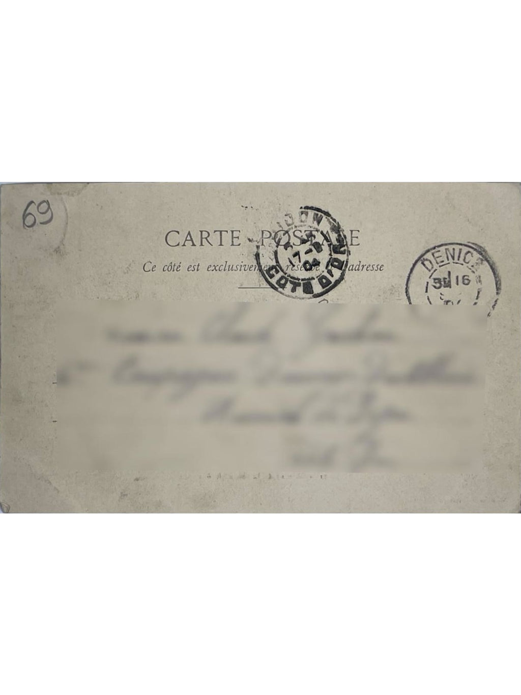 Verso de la carte postale
