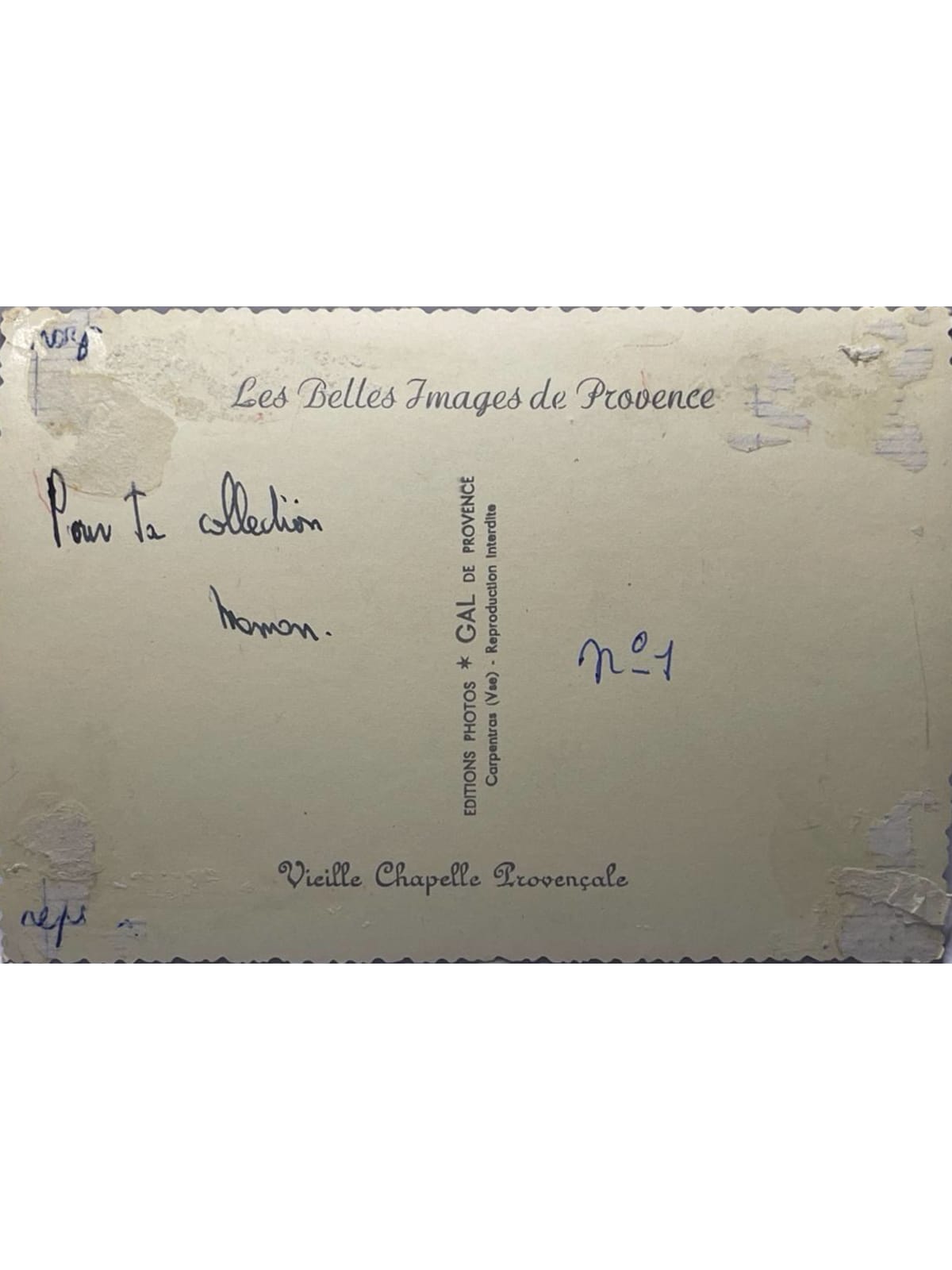 Verso de la carte postale
