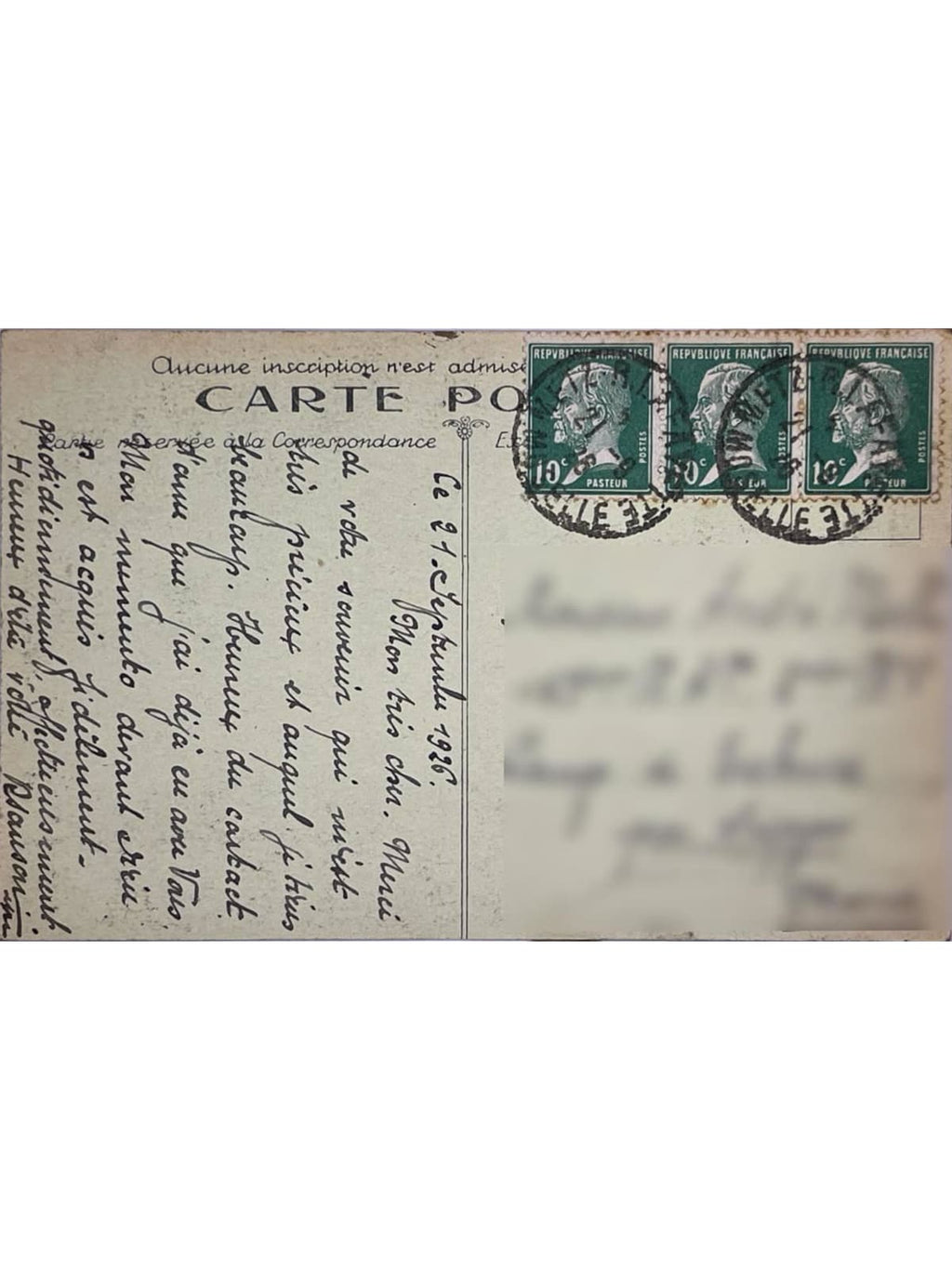 Verso de la carte postale