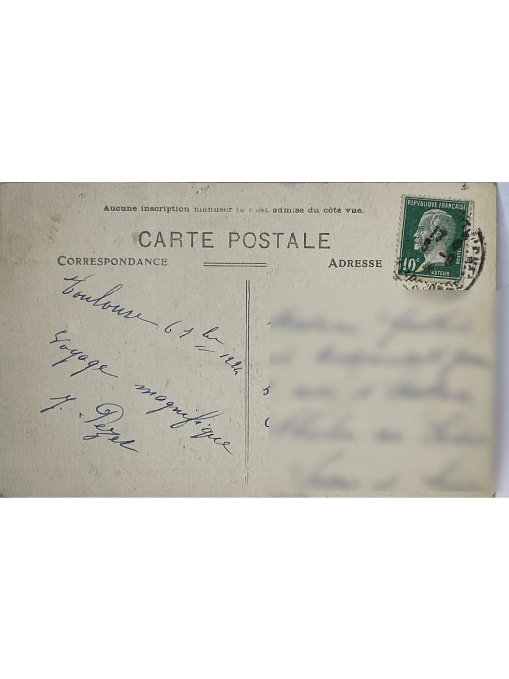 Verso de la carte postale