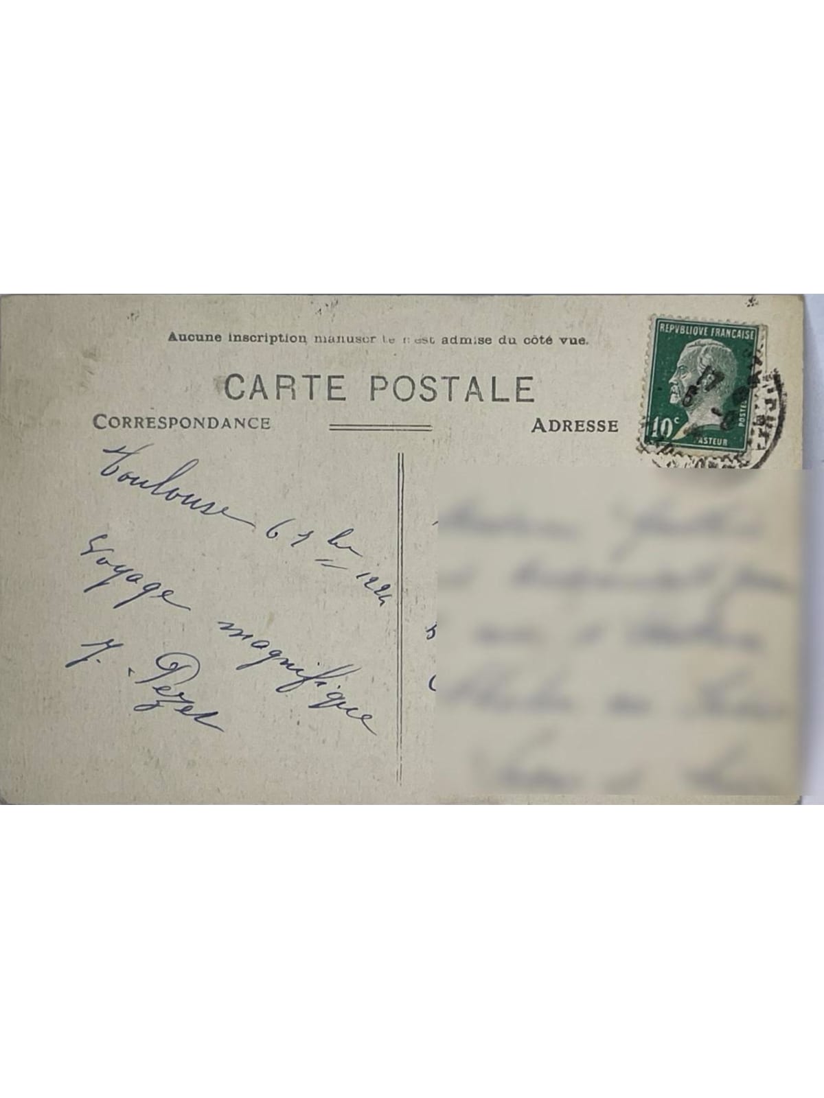 Verso de la carte postale