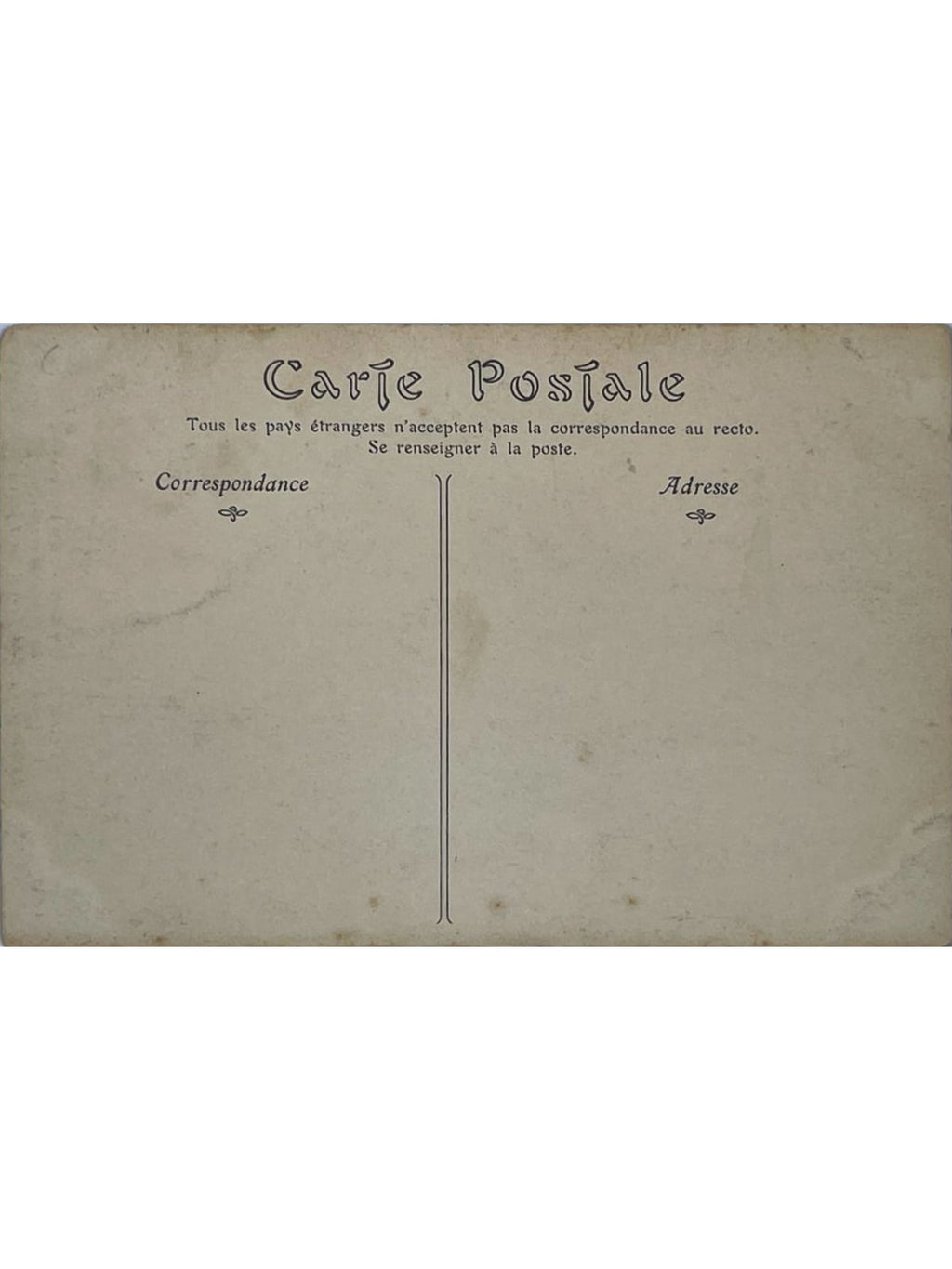 Verso de la carte postale