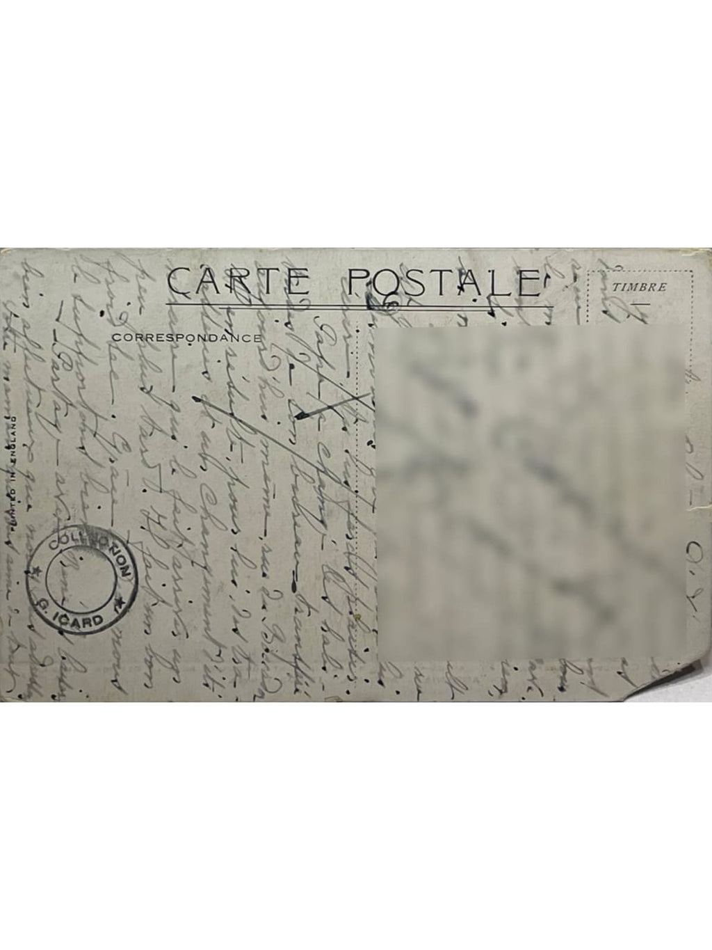 Verso de la carte postale