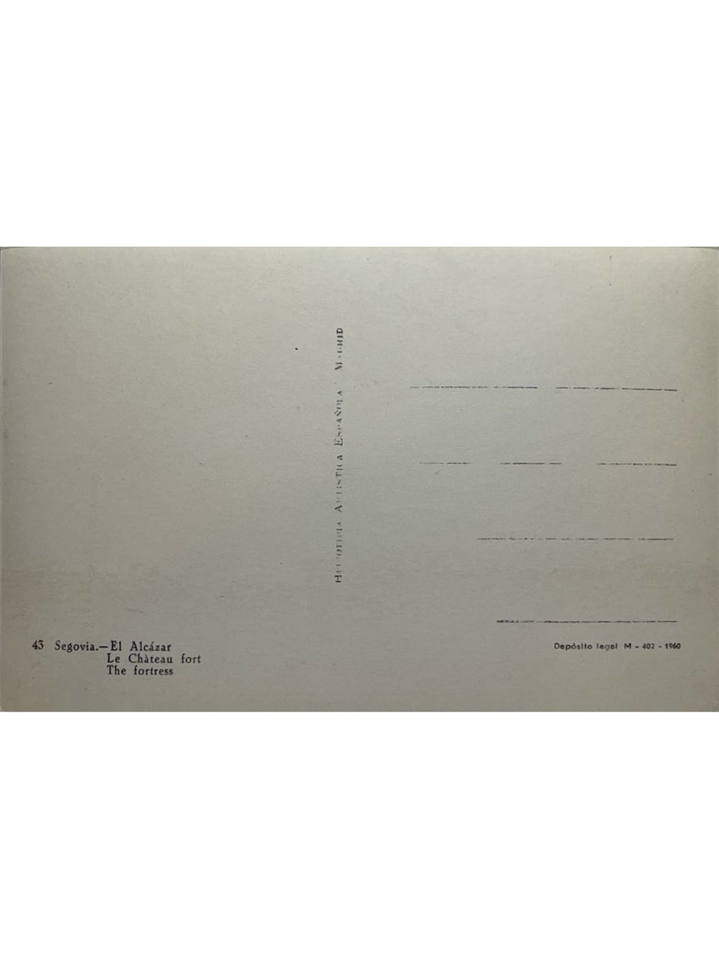 Verso de la carte postale