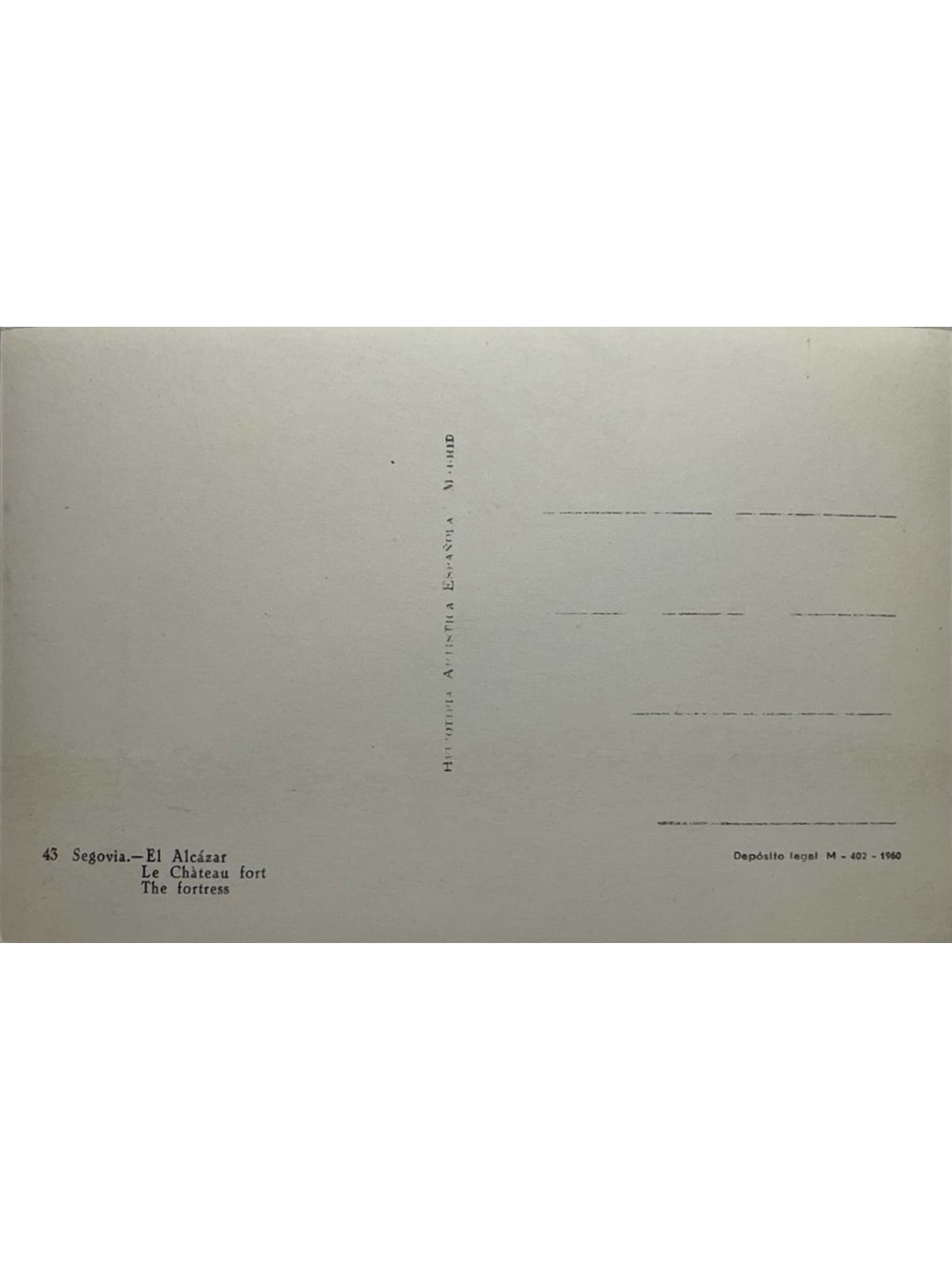 Verso de la carte postale