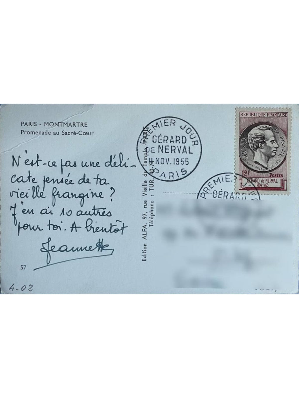 Verso de la carte postale