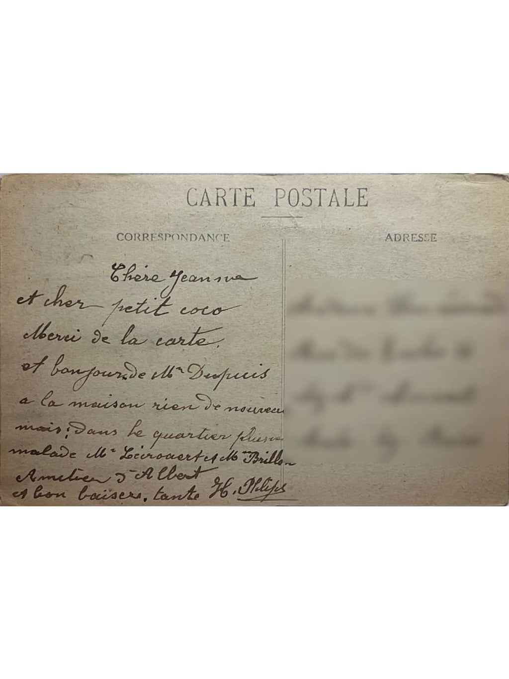 Verso de la carte postale