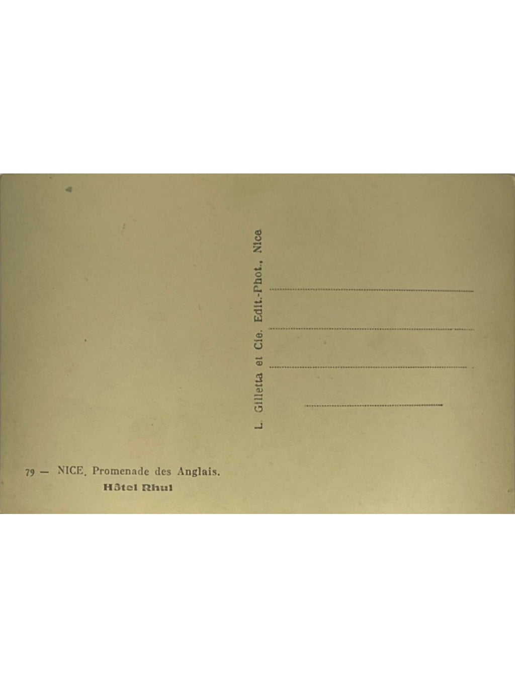 Verso de la carte postale