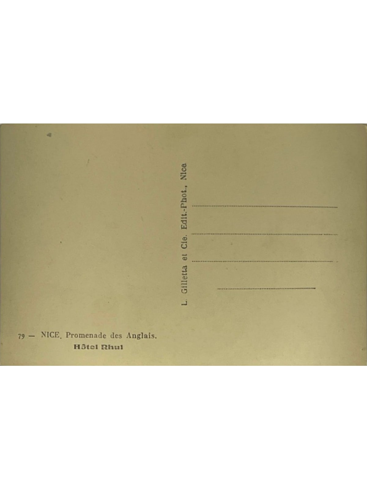 Verso de la carte postale