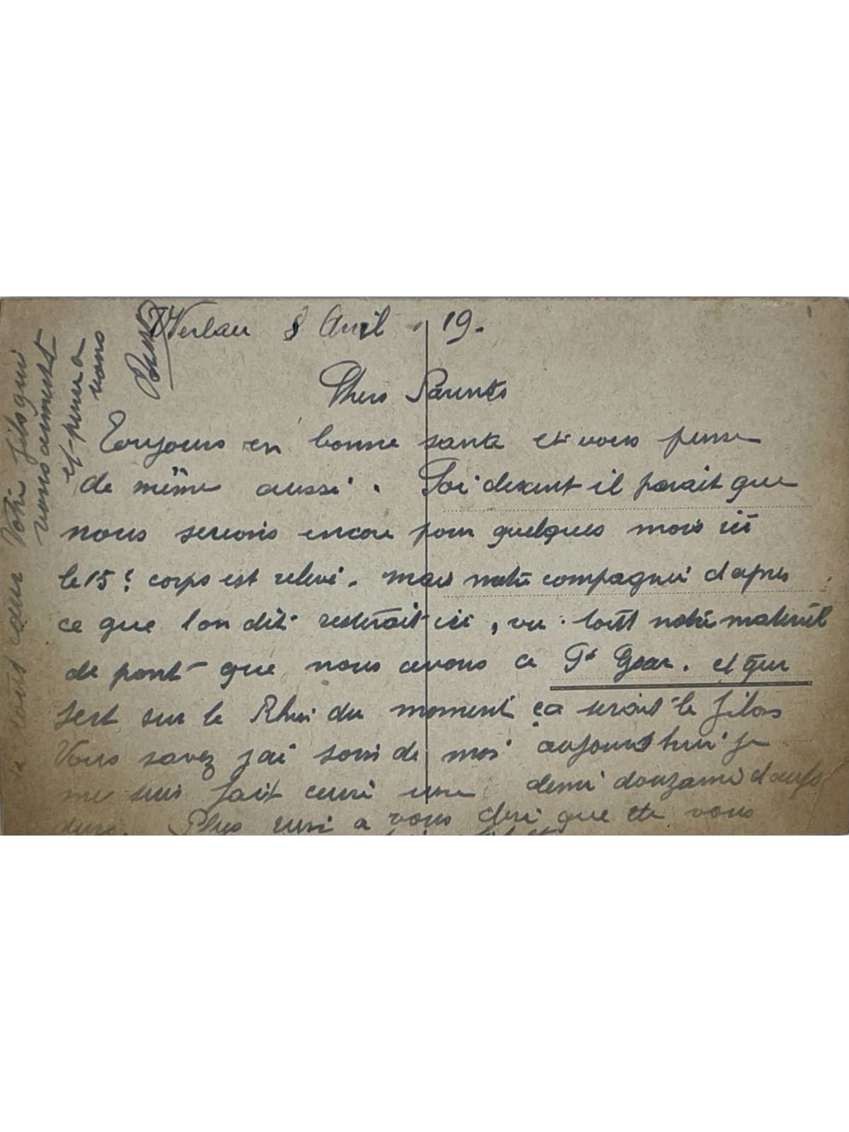Verso de la carte postale