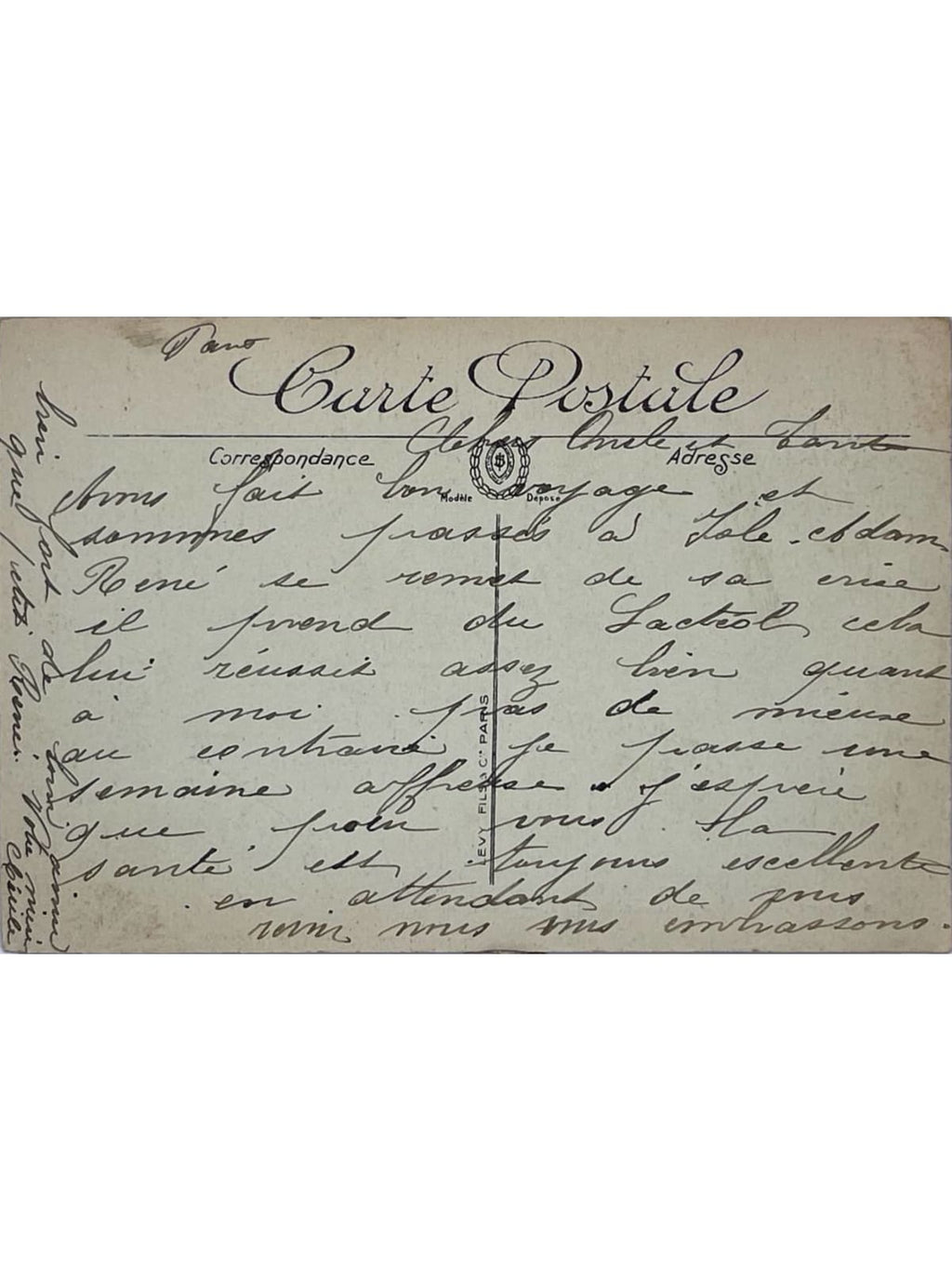 Verso de la carte postale