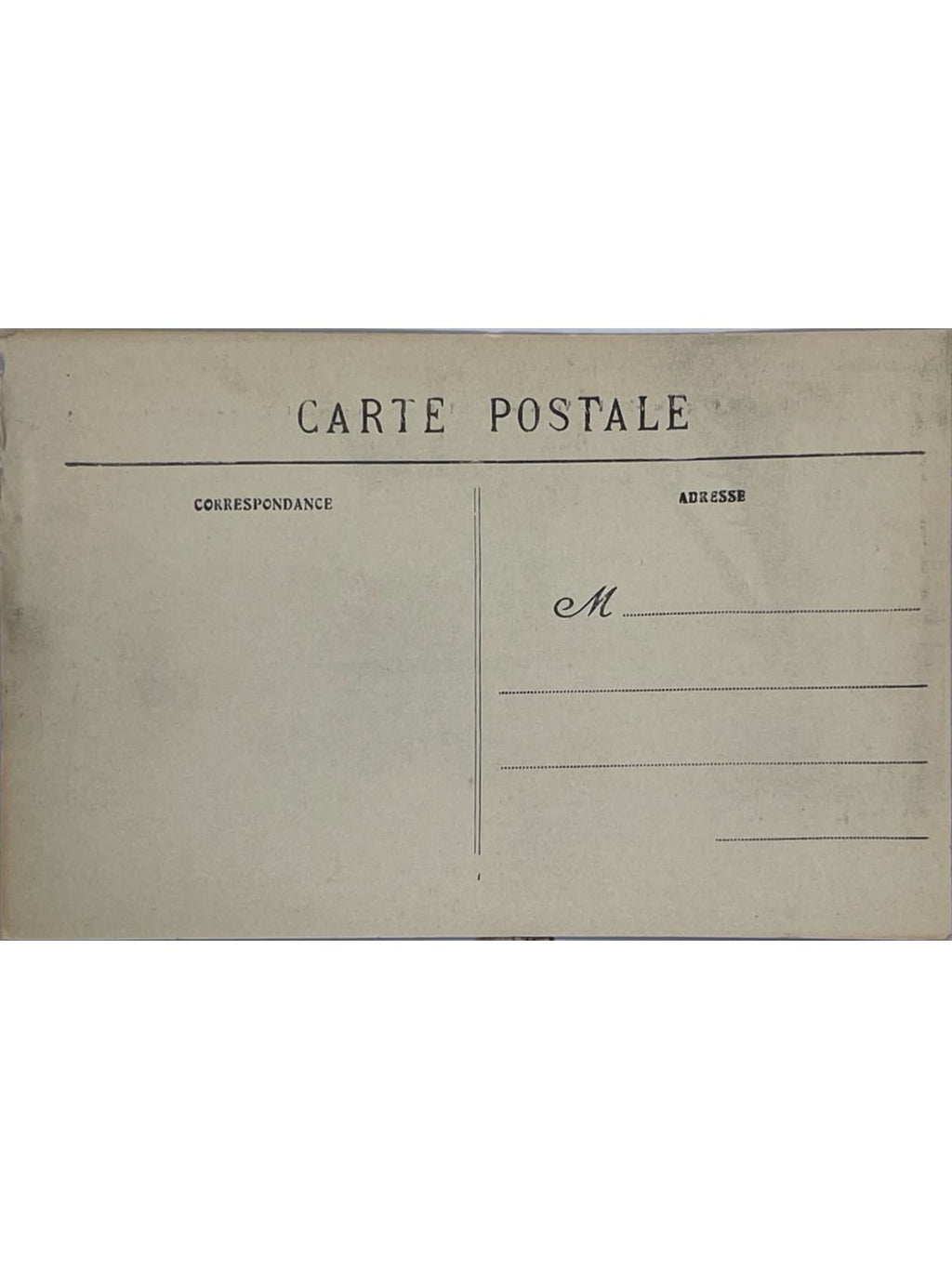 Verso de la carte postale