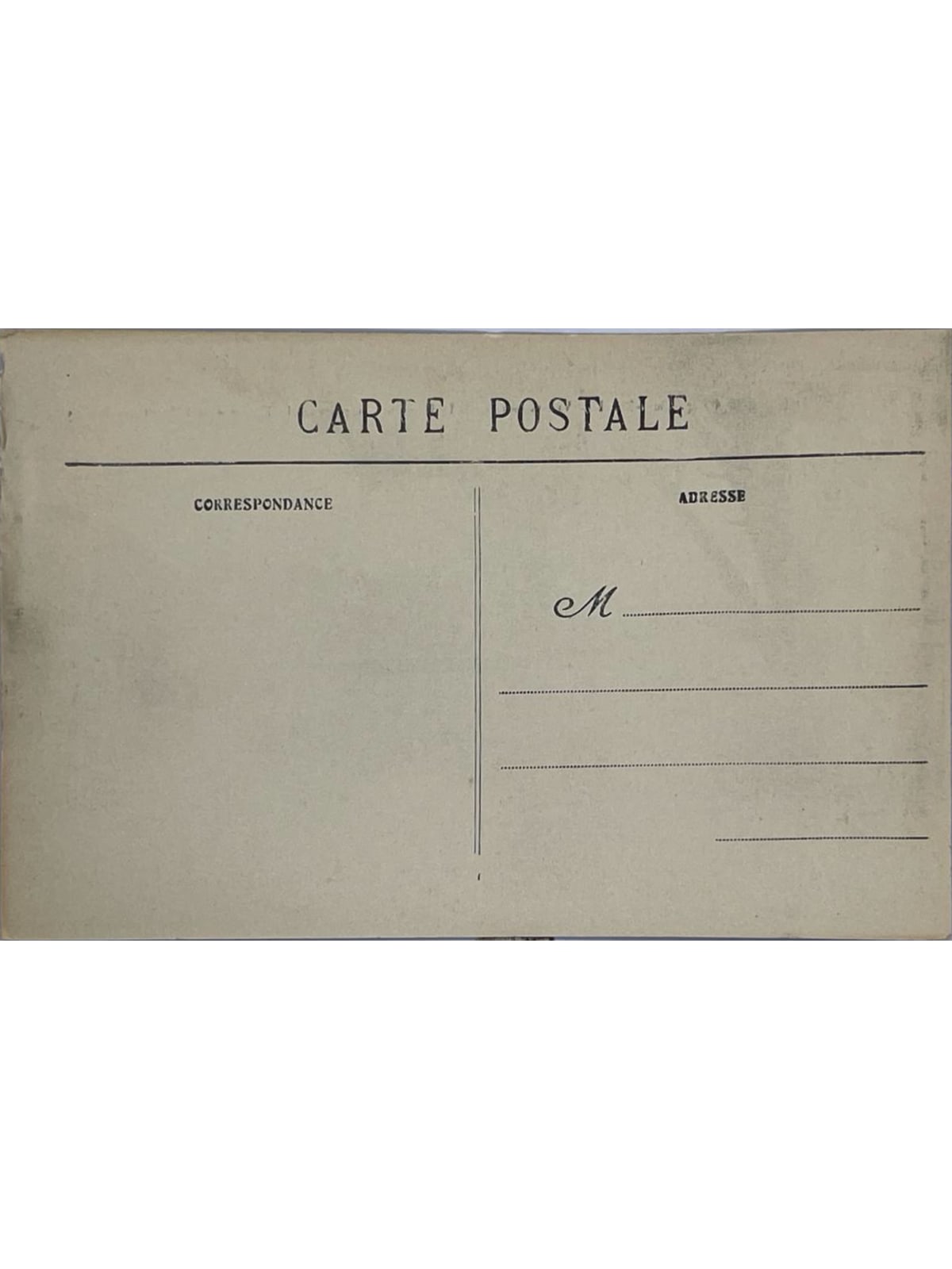 Verso de la carte postale