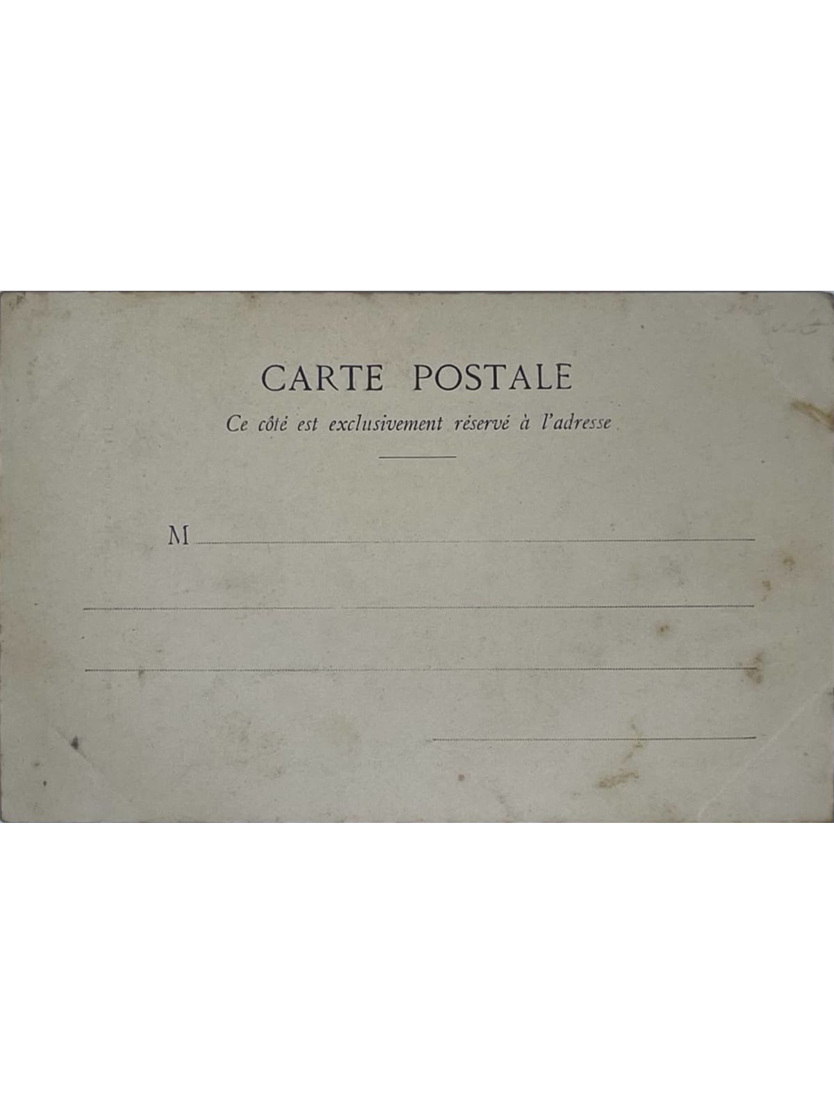 Verso de la carte postale