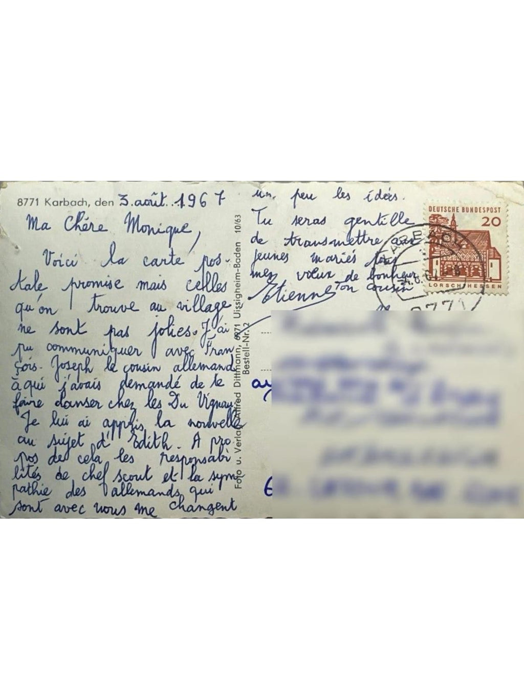 Verso de la carte postale