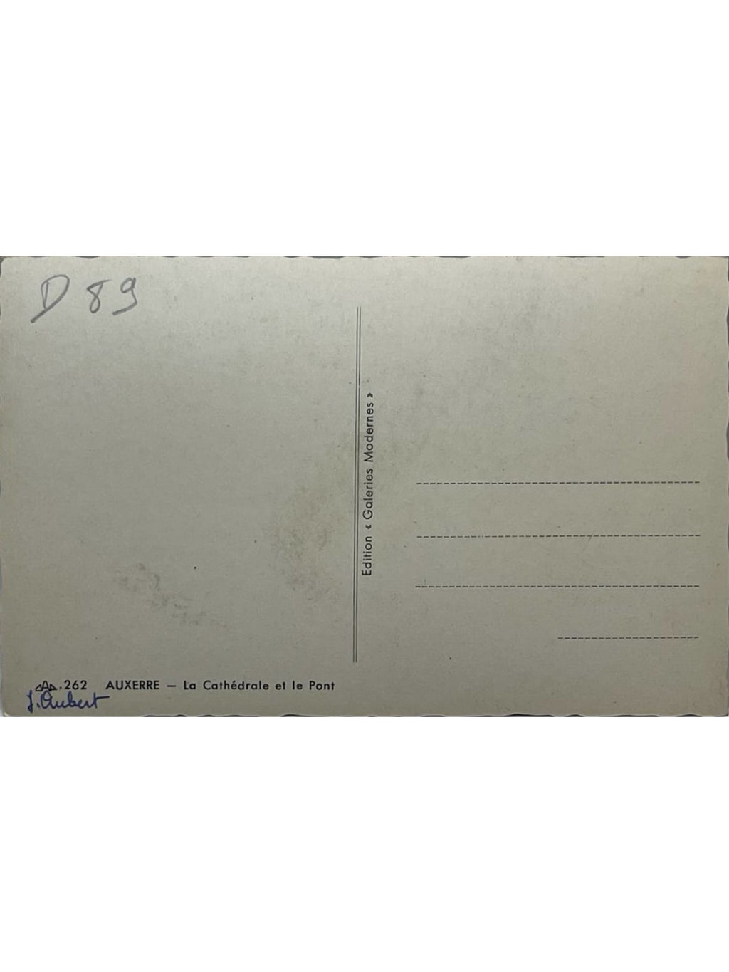 Verso de la carte postale