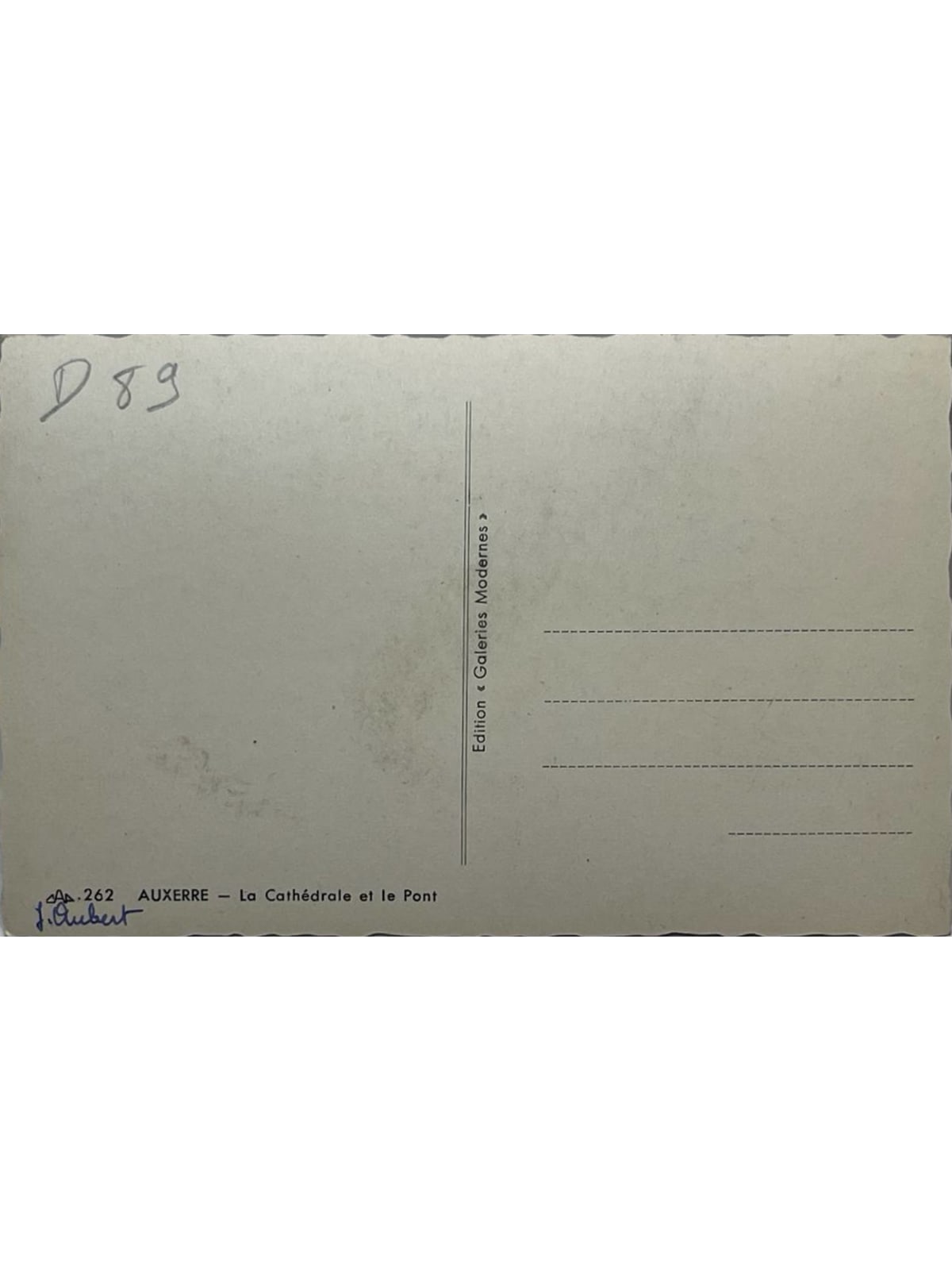 Verso de la carte postale