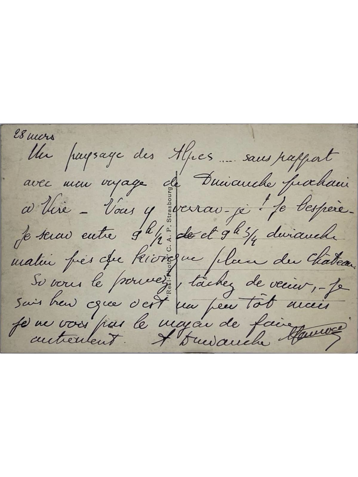 Verso de la carte postale