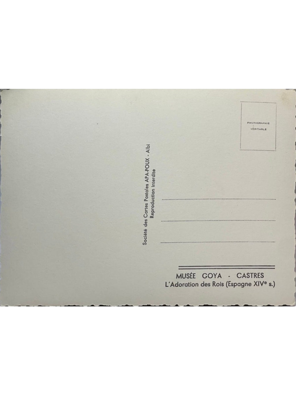 Verso de la carte postale
