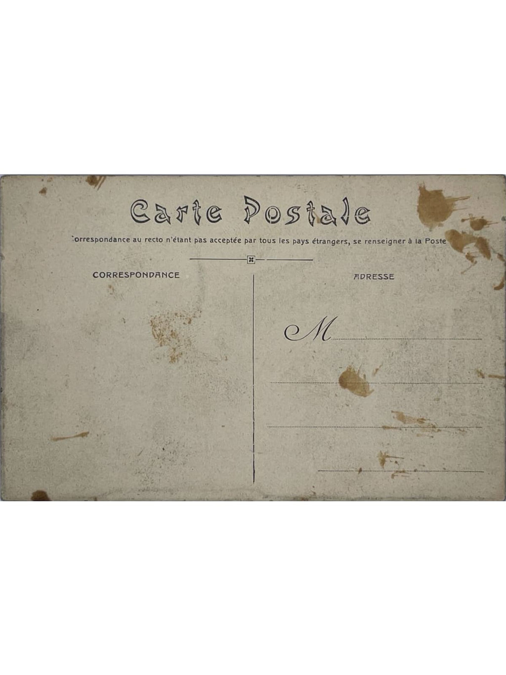 Verso de la carte postale