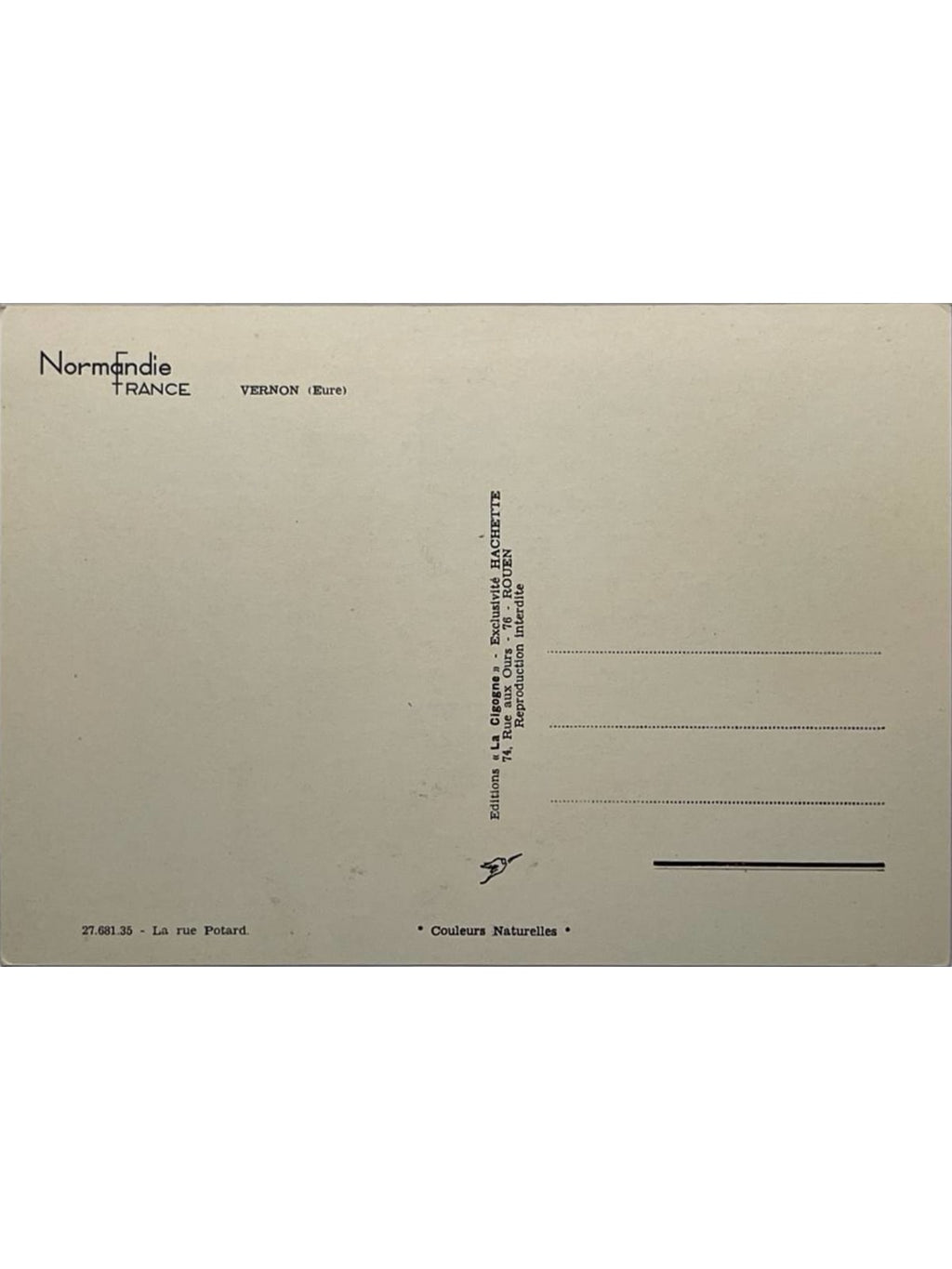 Verso de la carte postale