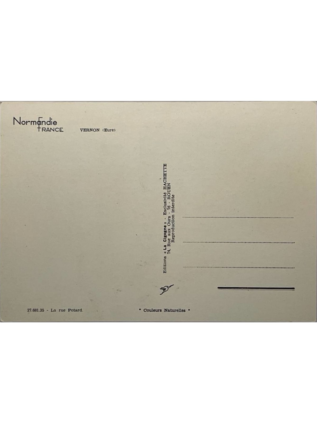 Verso de la carte postale