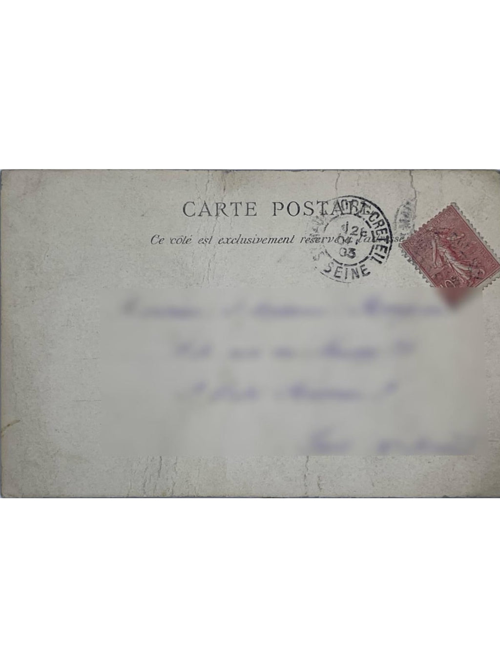 Verso de la carte postale