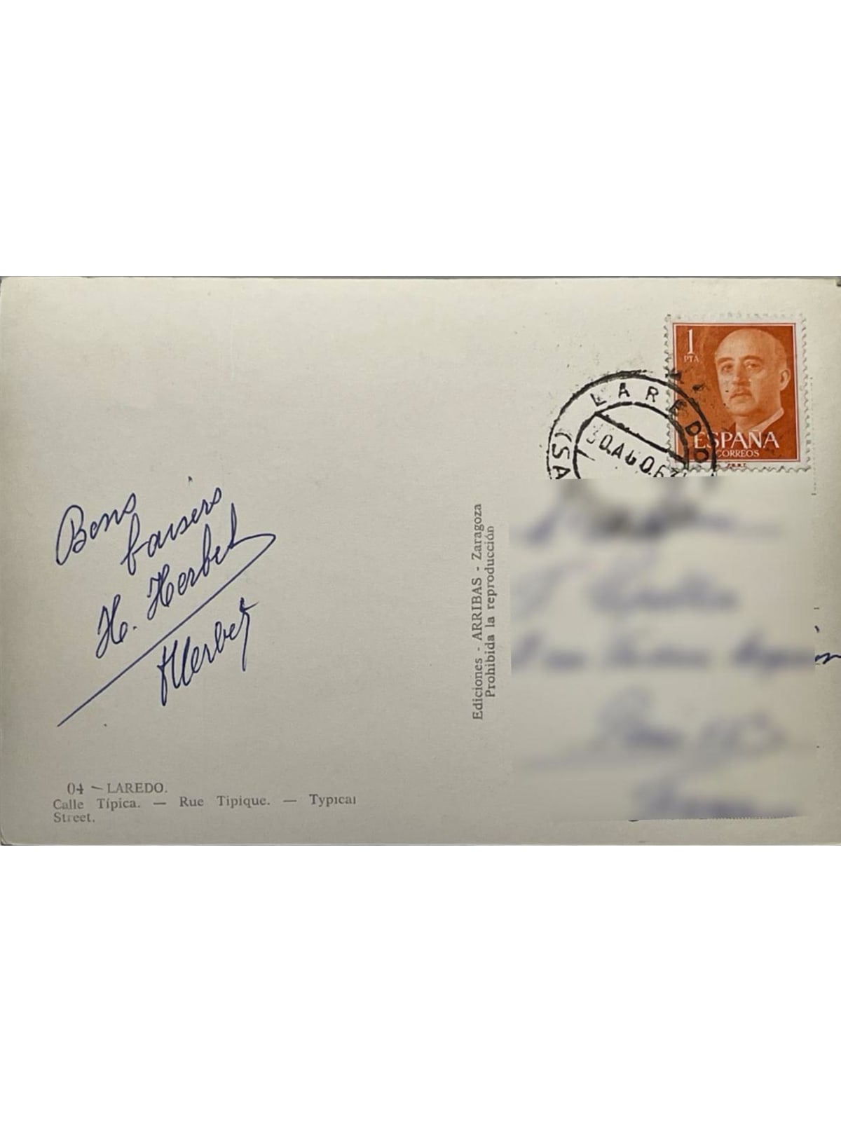 Verso de la carte postale