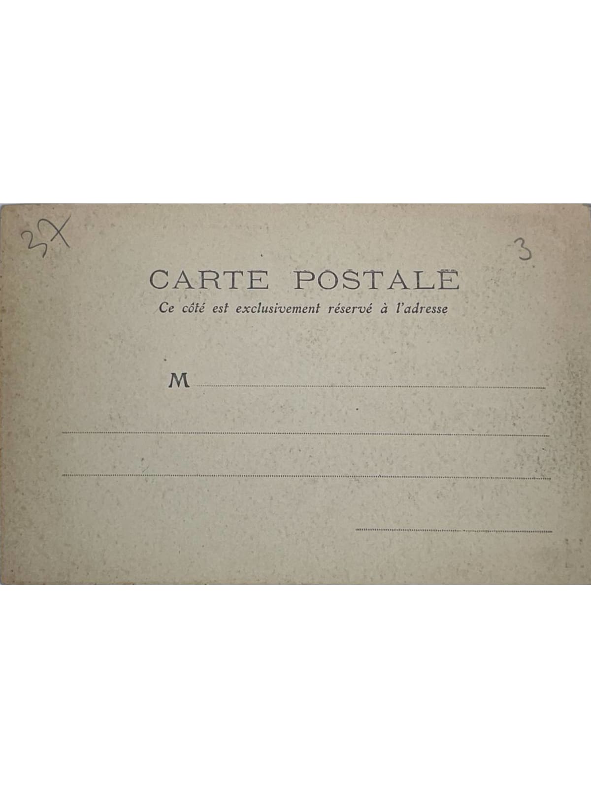 Verso de la carte postale