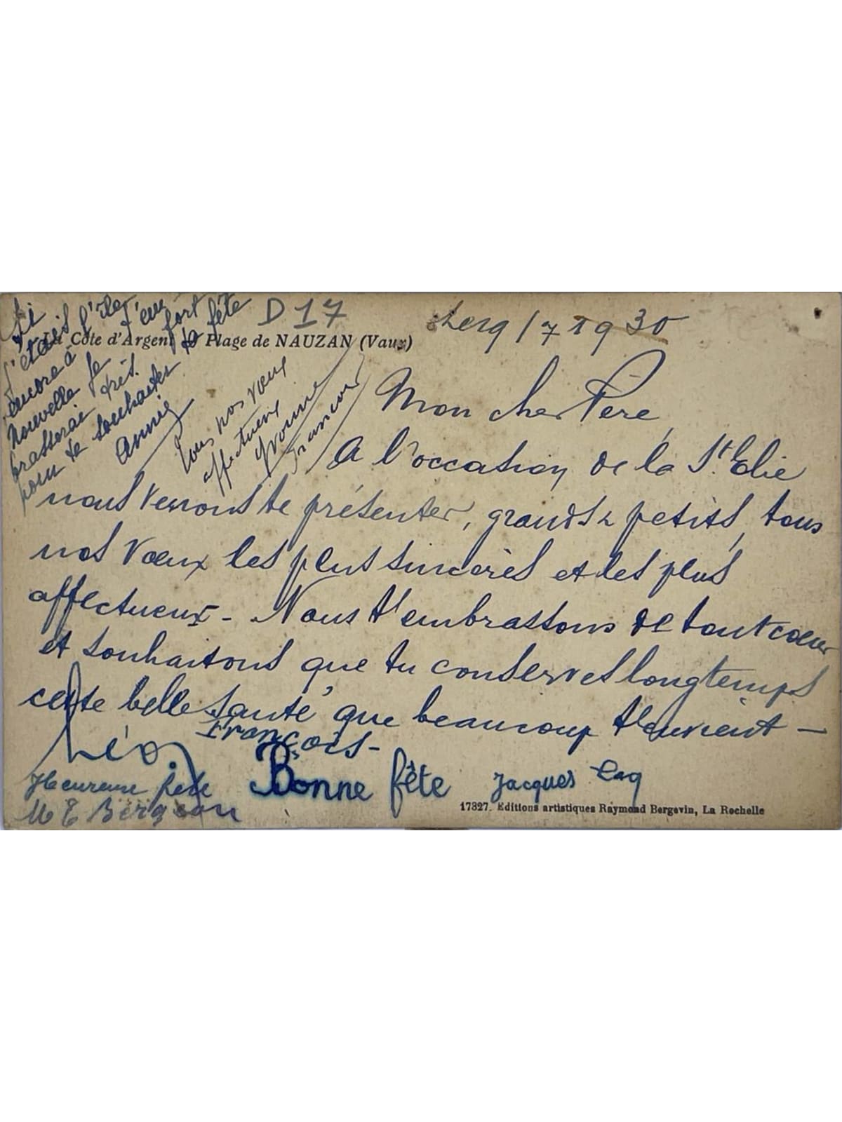 Verso de la carte postale