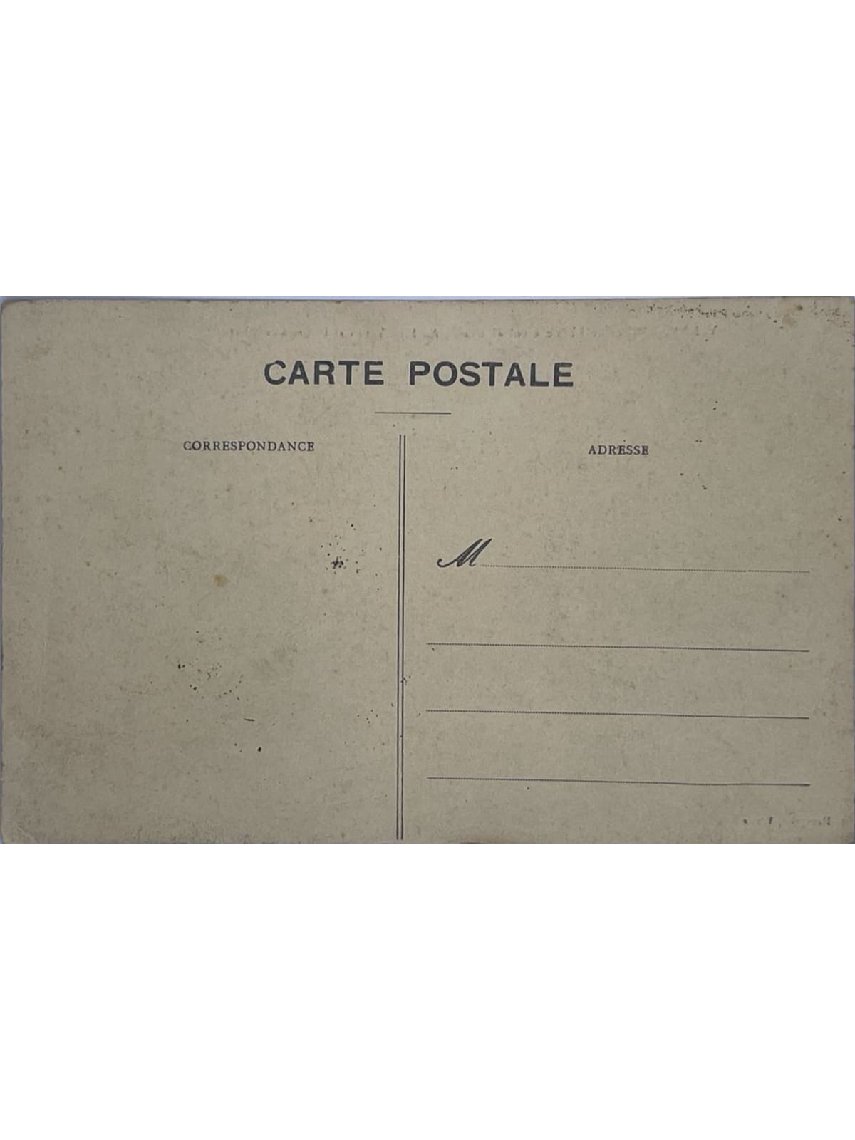 Verso de la carte postale