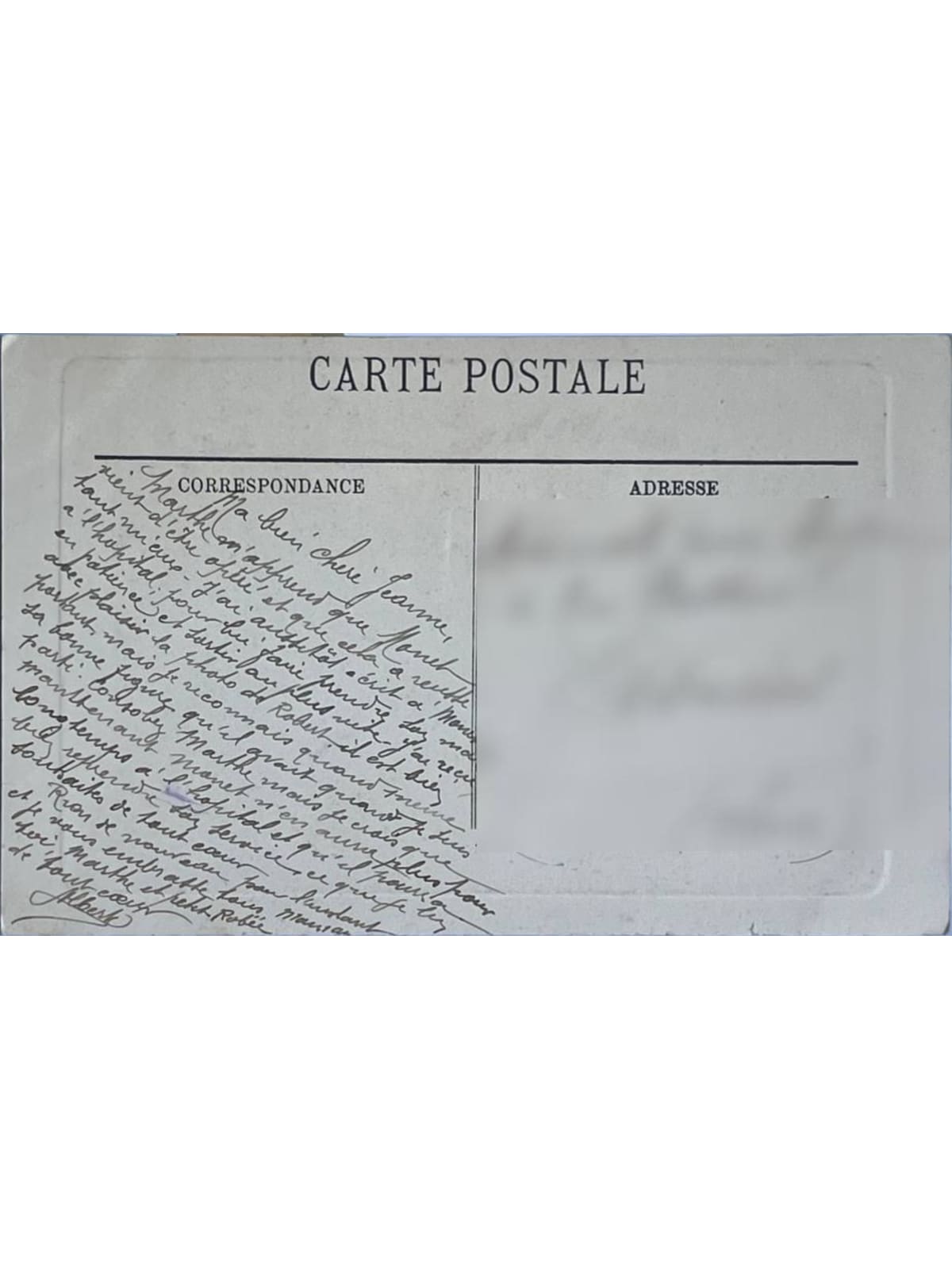 Verso de la carte postale