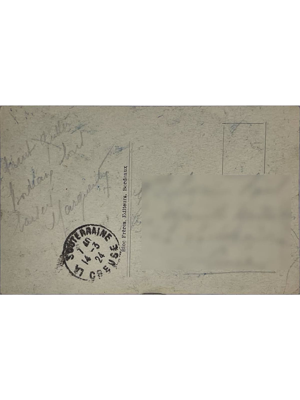 Verso de la carte postale