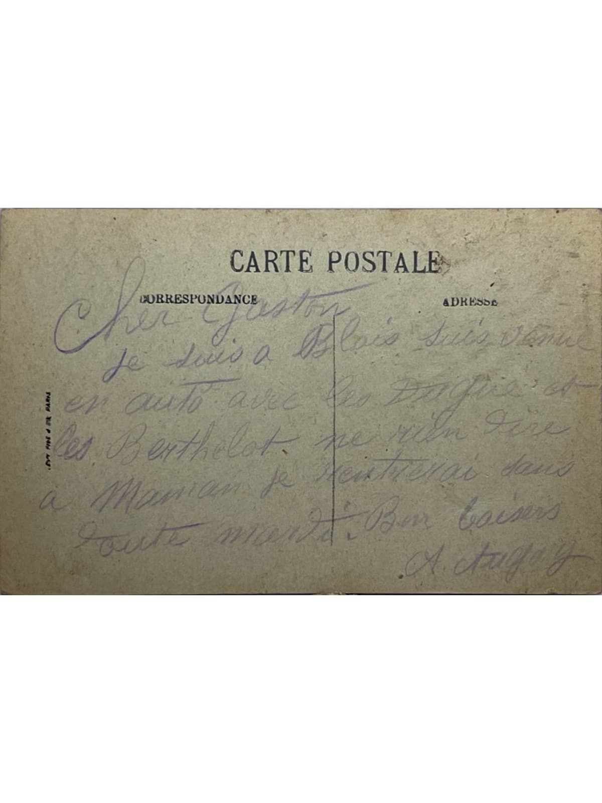 Verso de la carte postale