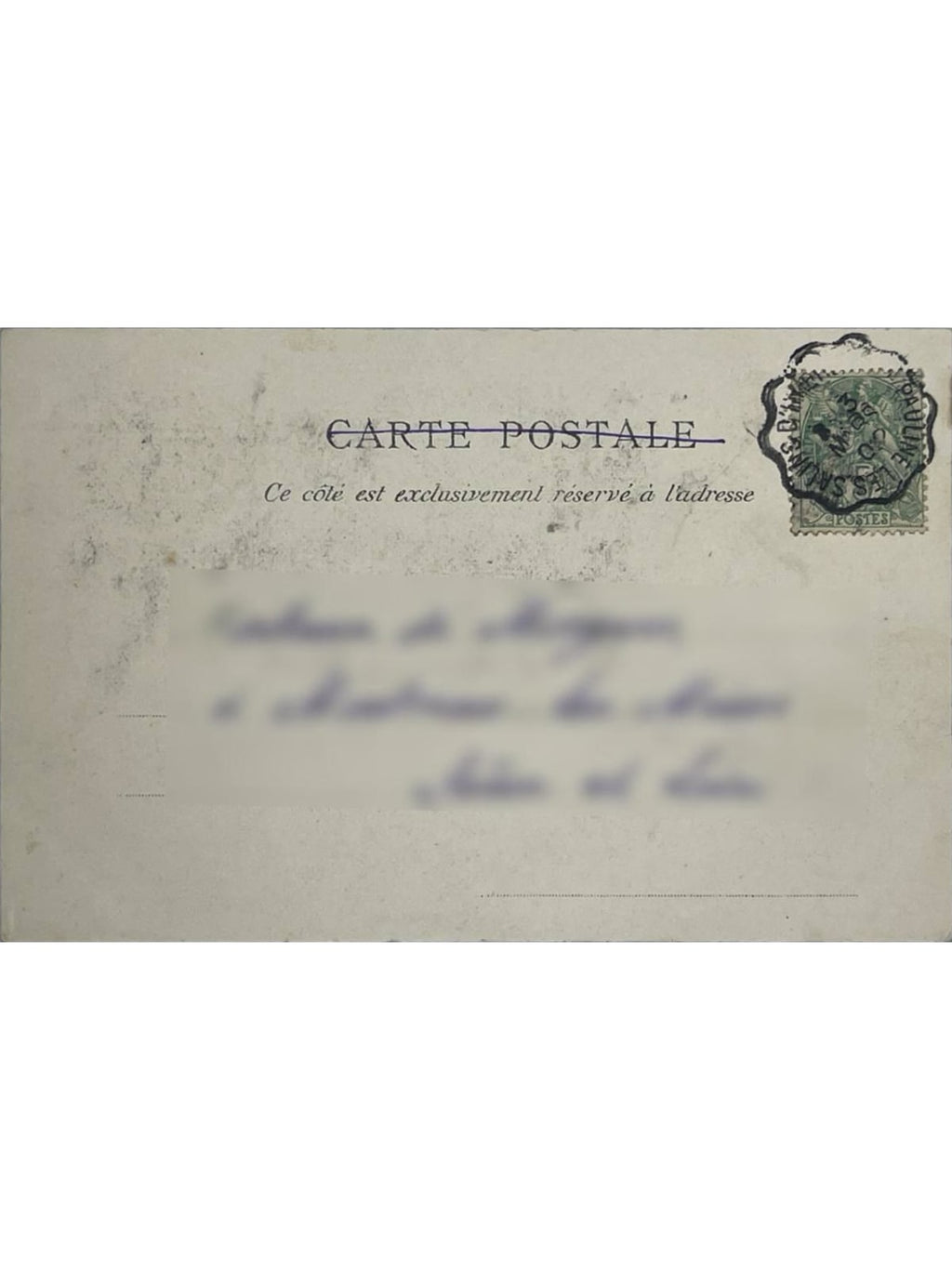 Verso de la carte postale