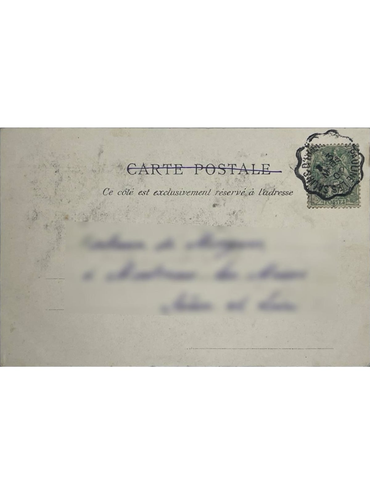 Verso de la carte postale