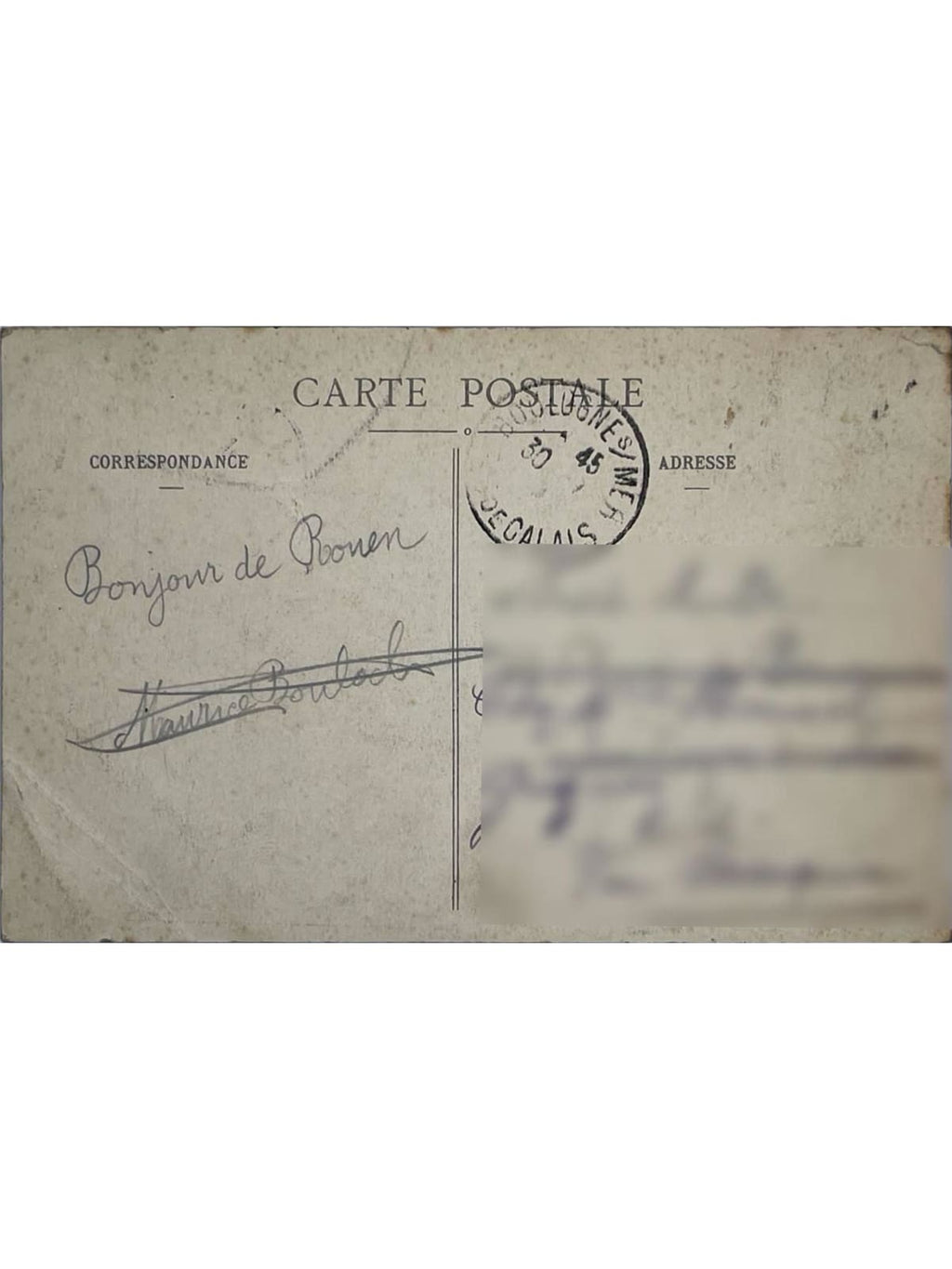 Verso de la carte postale