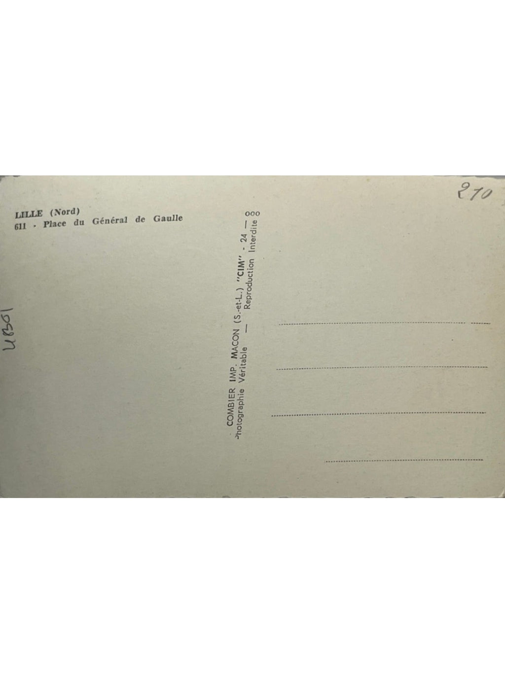 Verso de la carte postale