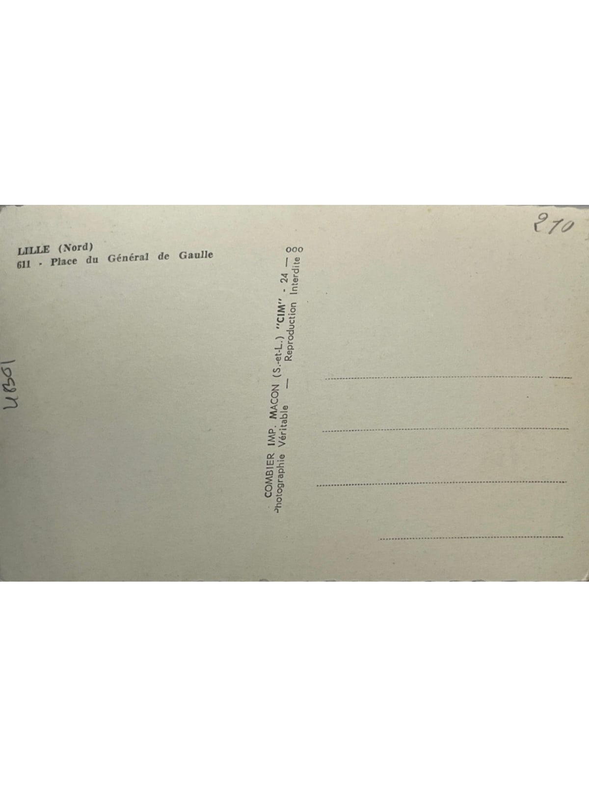 Verso de la carte postale