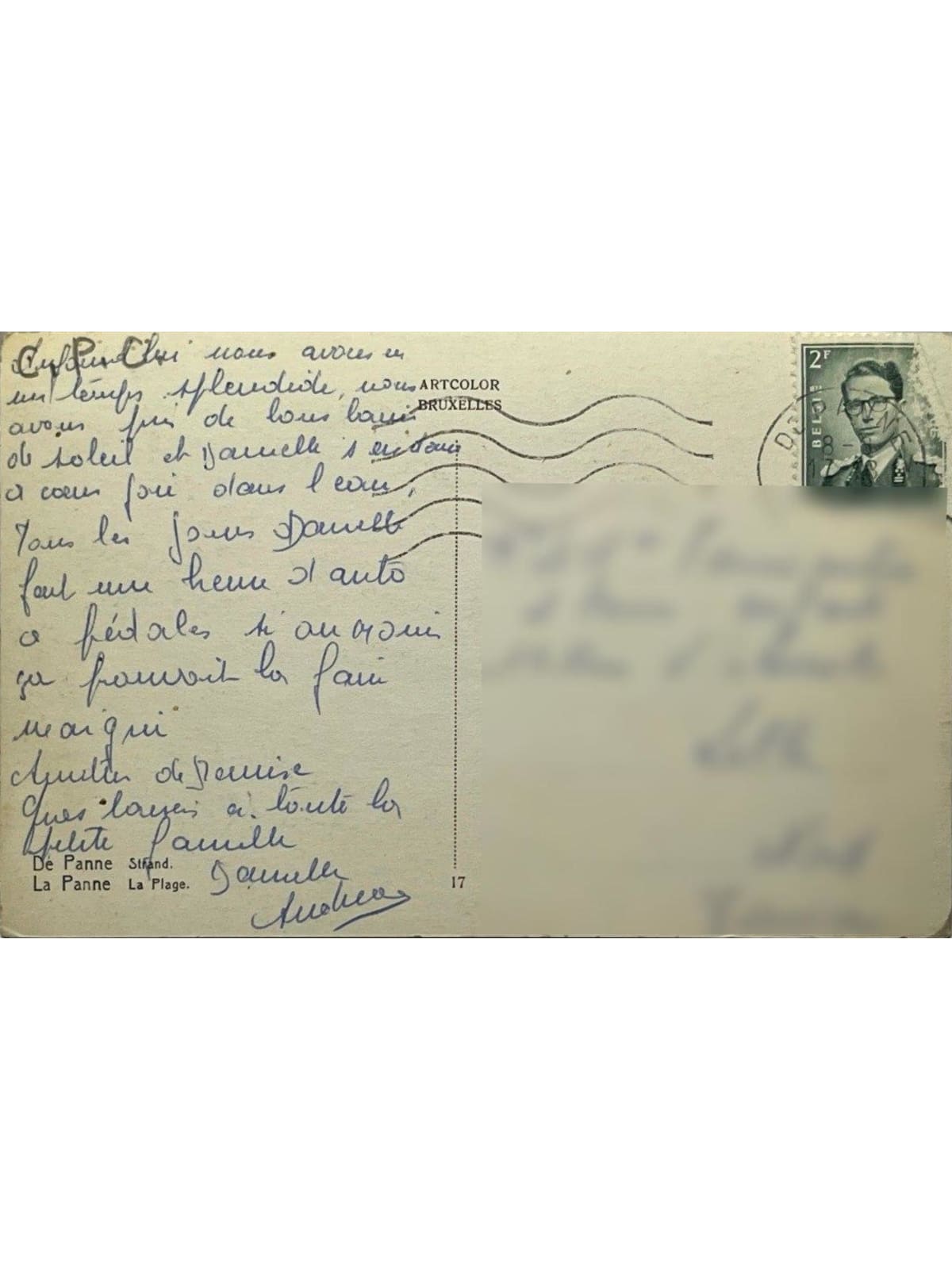 Verso de la carte postale