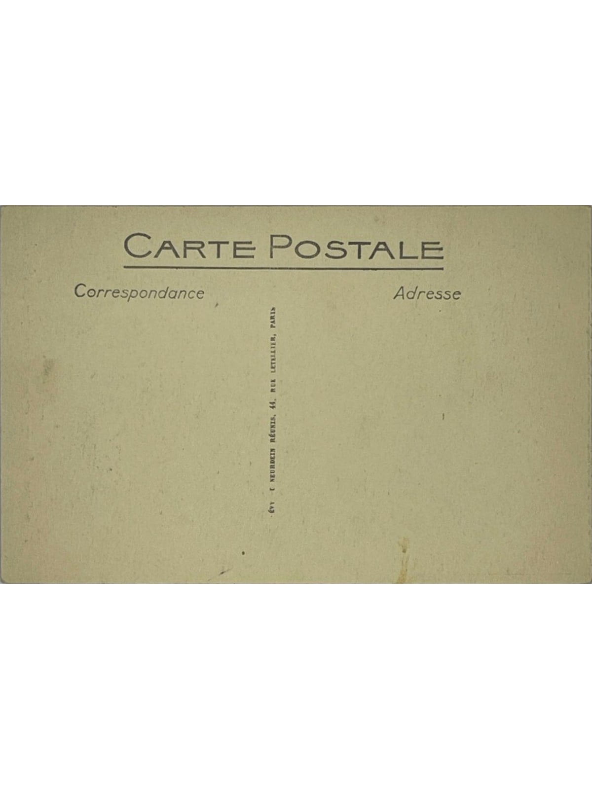 Verso de la carte postale