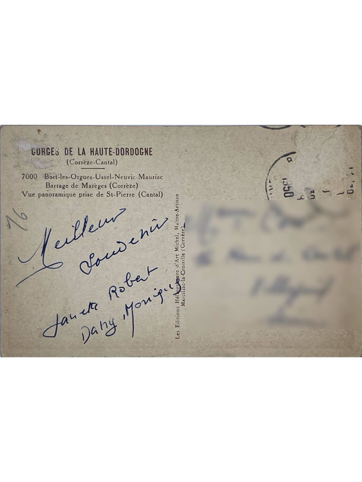 Verso de la carte postale