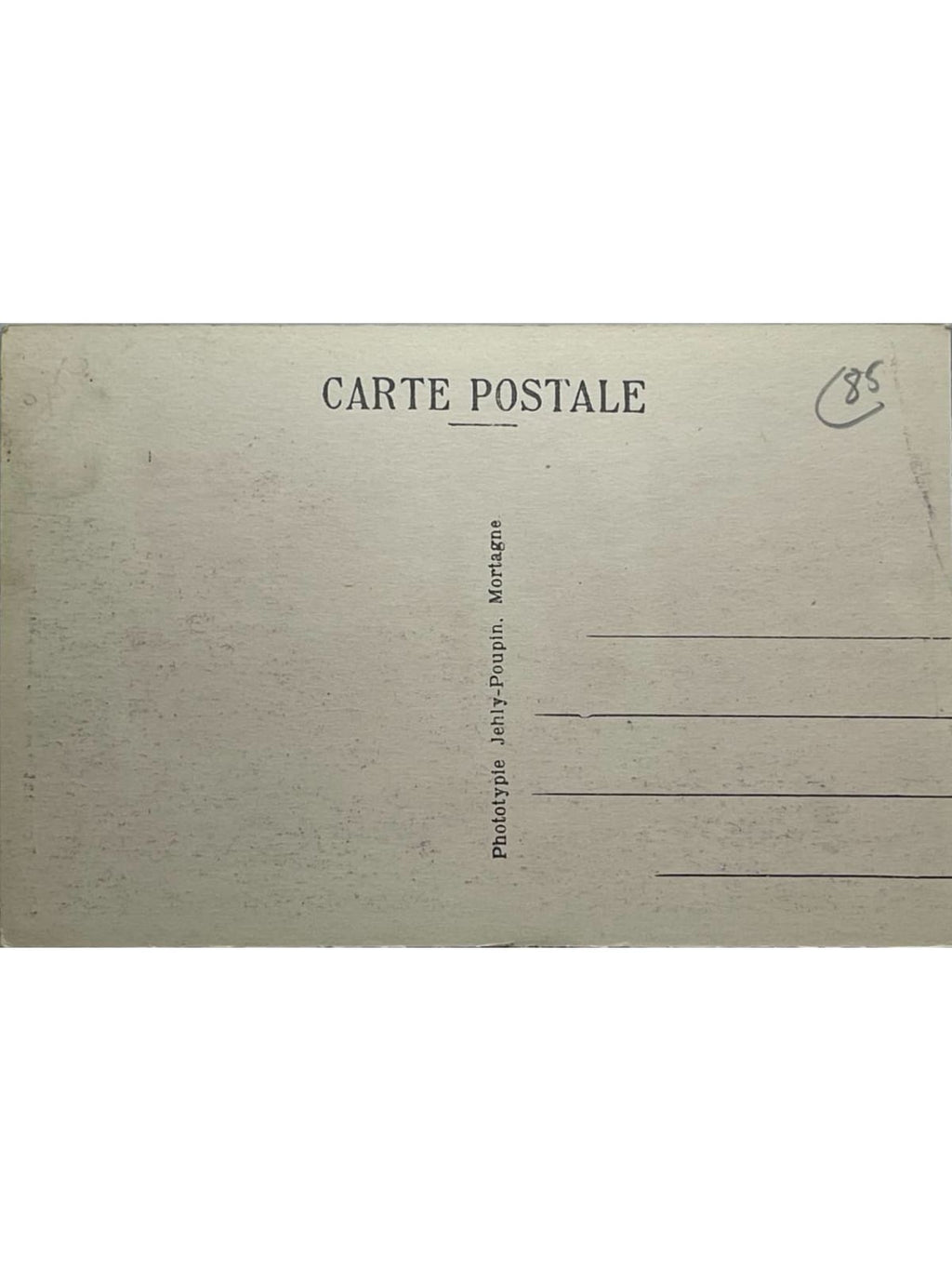 Verso de la carte postale