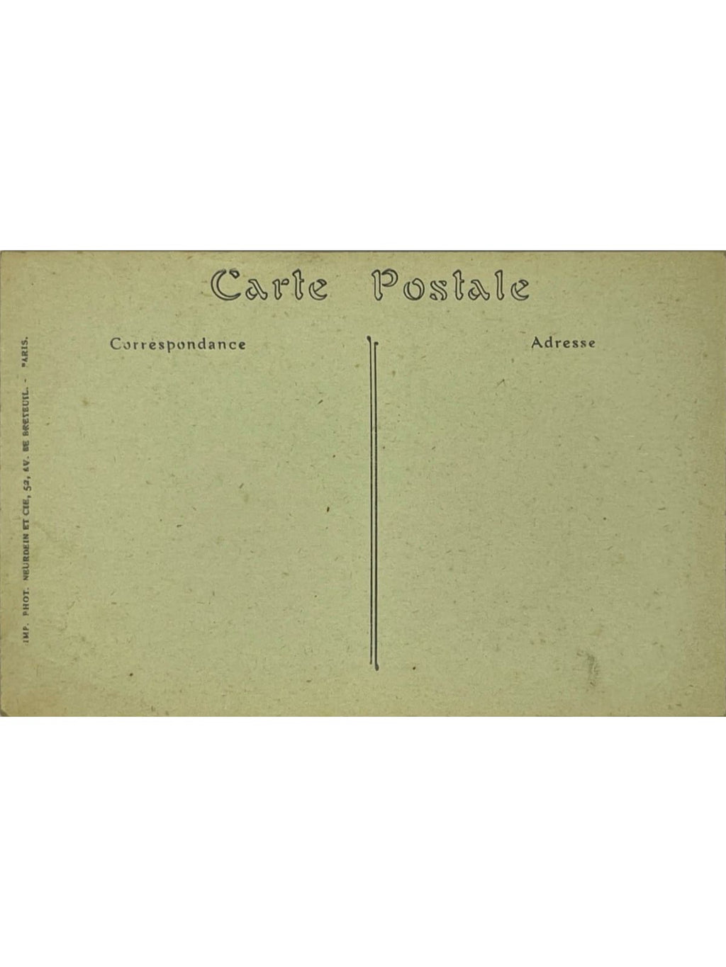 Verso de la carte postale