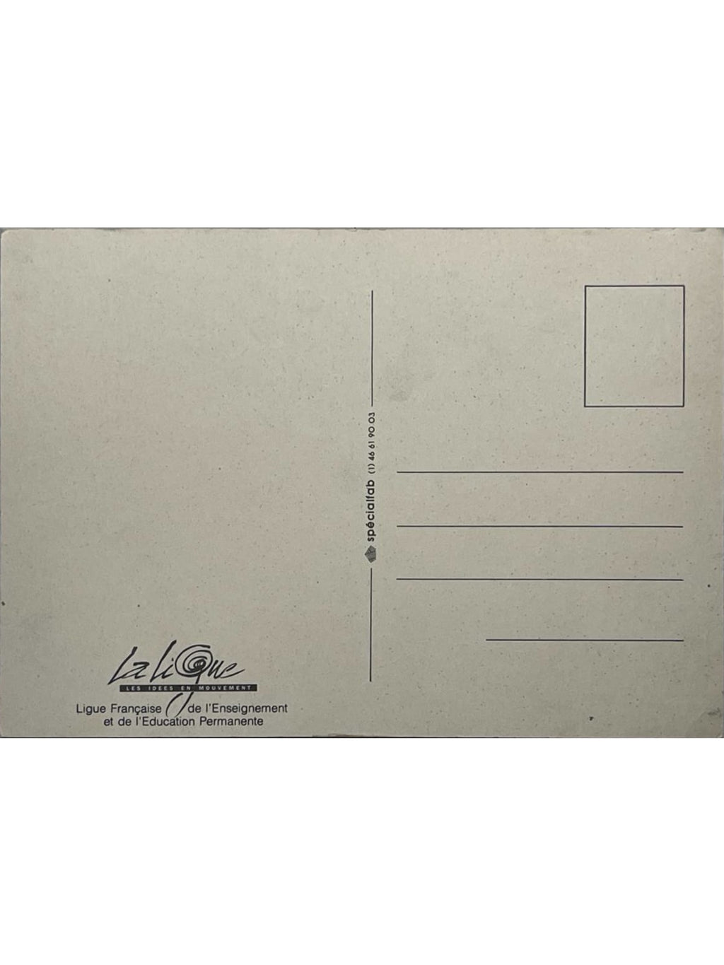 Verso de la carte postale