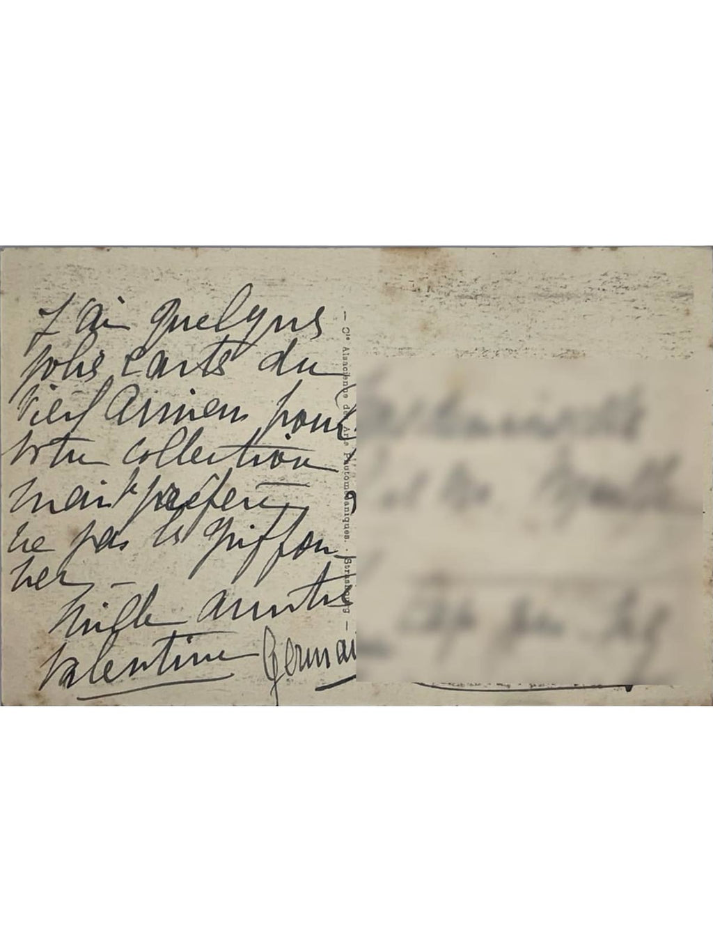 Verso de la carte postale